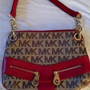 Michael Kors Red and Brown JAMESPORT Shoulder bag